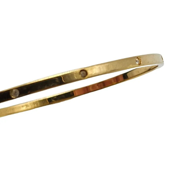 Swarovski Clear Rhinestone Bangle Bracelet Gold Tone Vintage - Picture 4 of 6